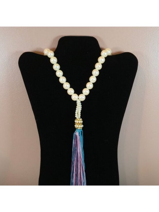 Cadoro Jewelry - Vintage Cadoro Faux Pearl Tassel Necklace Bold Flapper Statement Jewelry 31 Inch